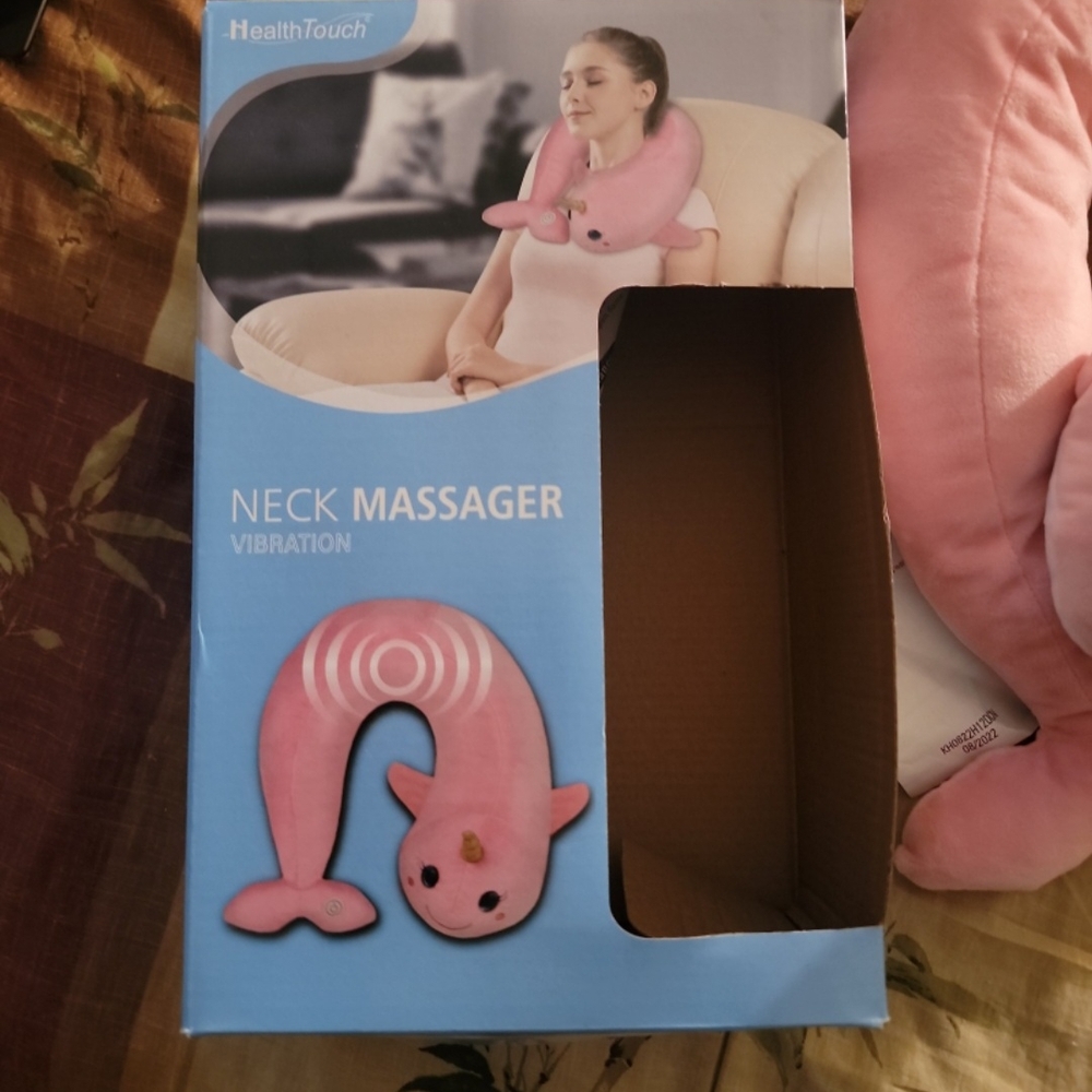 Pink Narwhal Neck Massager with Vibration
